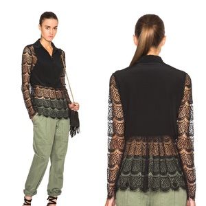 Marissa Webb "Meadow" sheer scalloped lace blouse